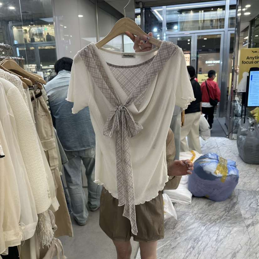 FOUNDATION韓國直郵女裝新品職業人氣休閑時尚熱賣T恤假兩件FOUNDATIONT恤