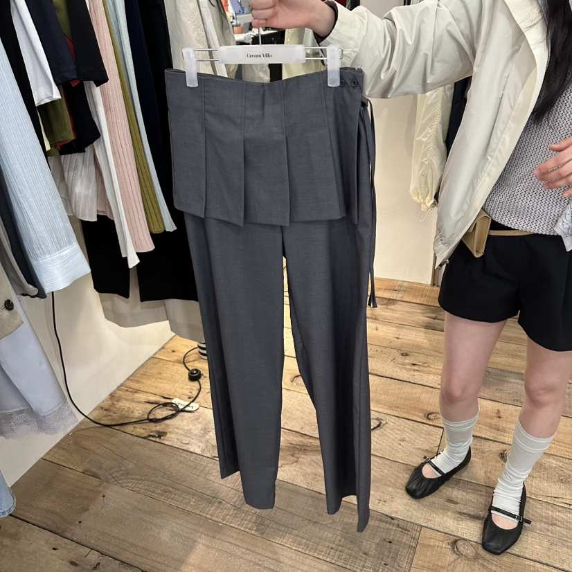 CREAM VILLA韓國代購女士新品休閑裙褲褶皺CREAMVILLA裙褲