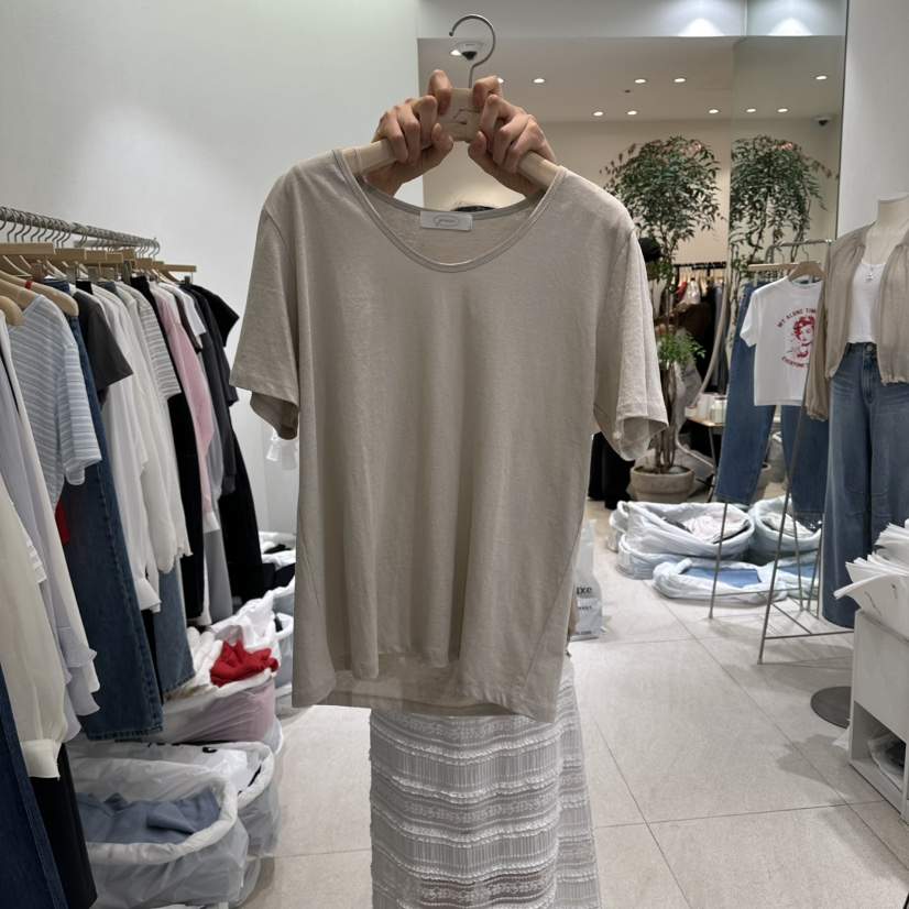 GRACIA韓國東大門直郵女士新品26春夏人氣休閑職業T恤亞麻布GRACIAT恤