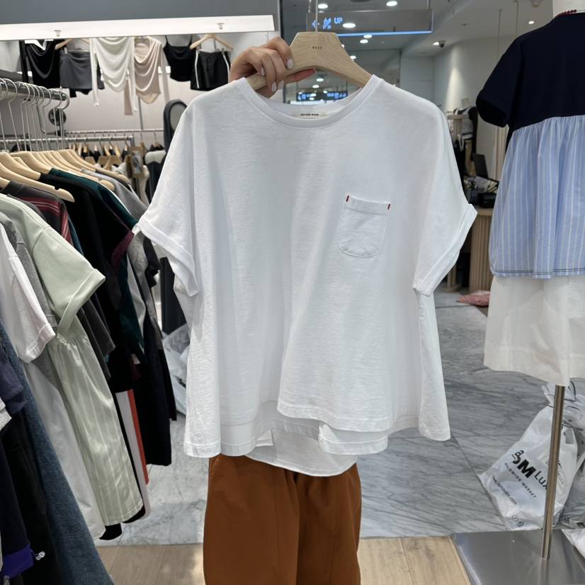 REVE-L韓國代購女裝新品推薦休閑26春夏時尚人氣T恤口袋REVE-LT恤