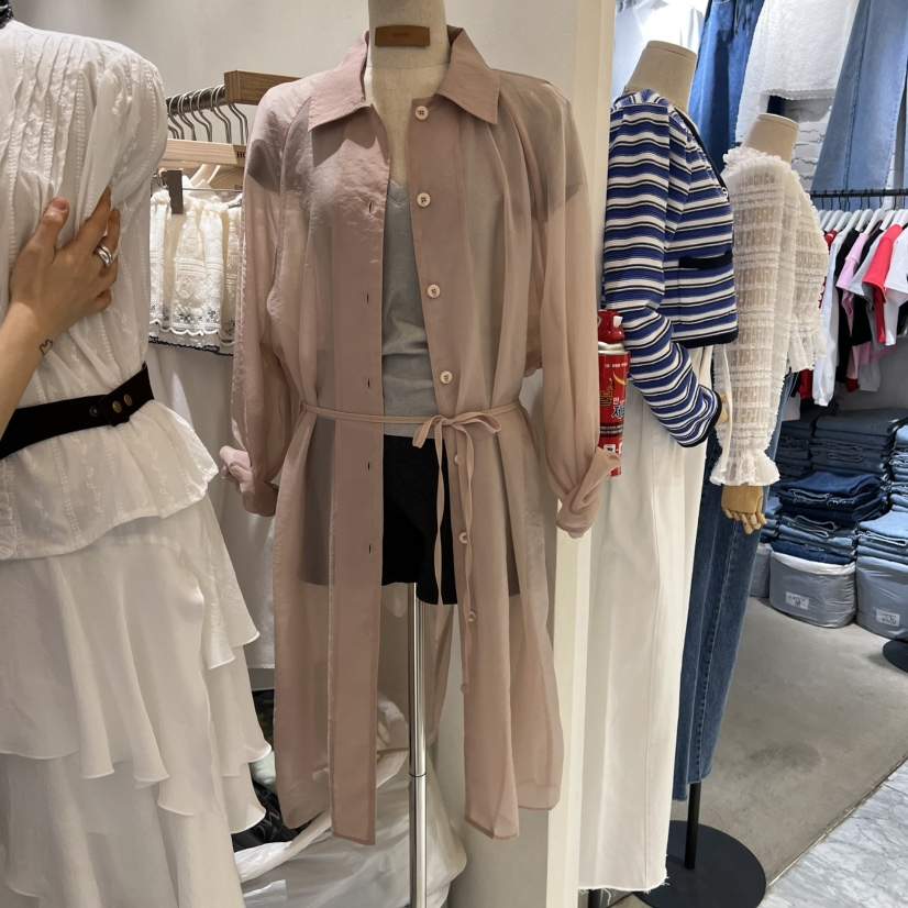 HOWFF韓國東大門直郵女士新款職業時尚熱賣休閑長款風衣透明HOWFF長款風衣