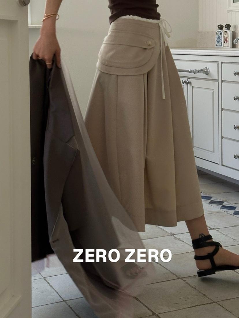 ZEROZERO韓國代購女裝新品職業推薦26春夏半身裙中短裙腰帶ZEROZERO半身裙/中短裙