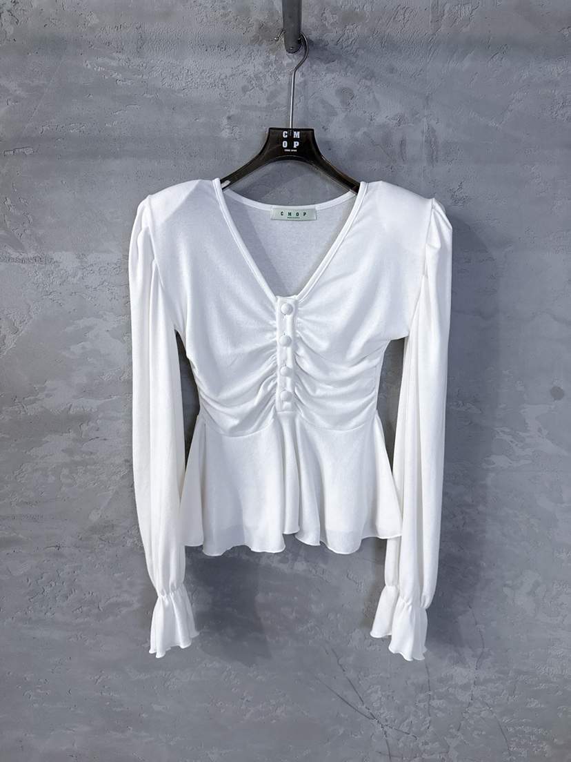 COME OPEN/HAPER韓國東大門直郵女裝新款休閑長袖T恤荷葉邊紐扣COME OPEN/HAPER長袖T恤