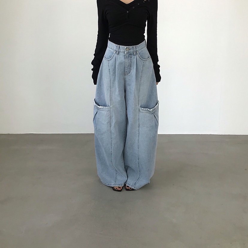 2TWO MOON韓國東大門代購女士新品26春夏人氣牛仔褲口袋2TWO MOON牛仔褲