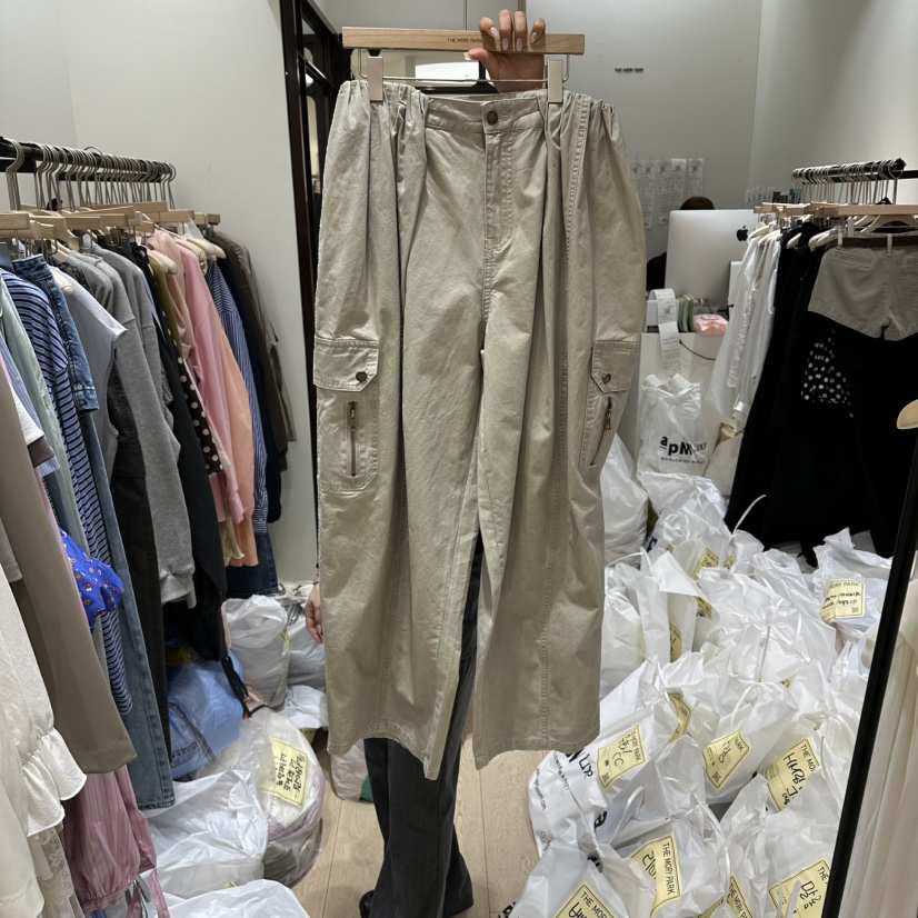 THEMORYPARK韓國直郵實拍女裝新品推薦時尚休閑休閑褲口袋棉THE MORY PARK休閑褲