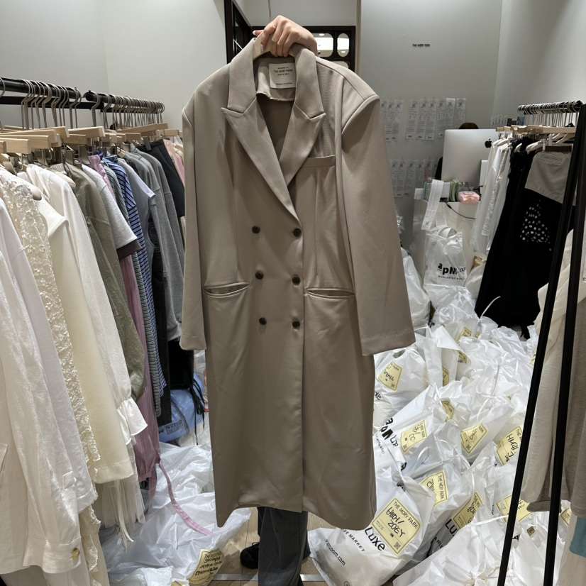 THEMORYPARK韓國代購女裝新款熱賣休閑職業時尚人氣長款風衣THE MORY PARK長款風衣