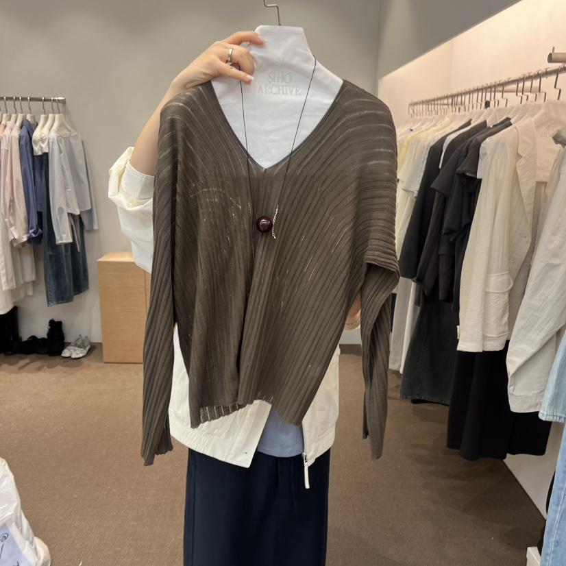 SIHO ARCHIVE韓國東大門代購女士新款時尚針織衫不含項鏈V領亞麻SIHO ARCHIVE針織衫