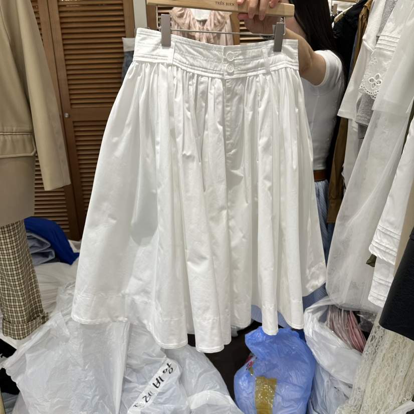 TRES BIEN韓國東大門直郵女士新款26春夏半身裙中短裙不含腰帶棉質TRES BIEN半身裙/中短裙