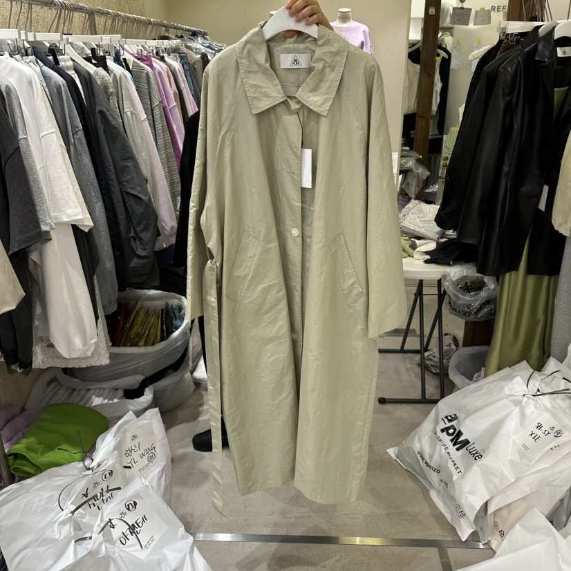 REFLAT韓國東大門直郵女裝新品休閑熱賣推薦長款風衣含腰帶REFLAT長款風衣