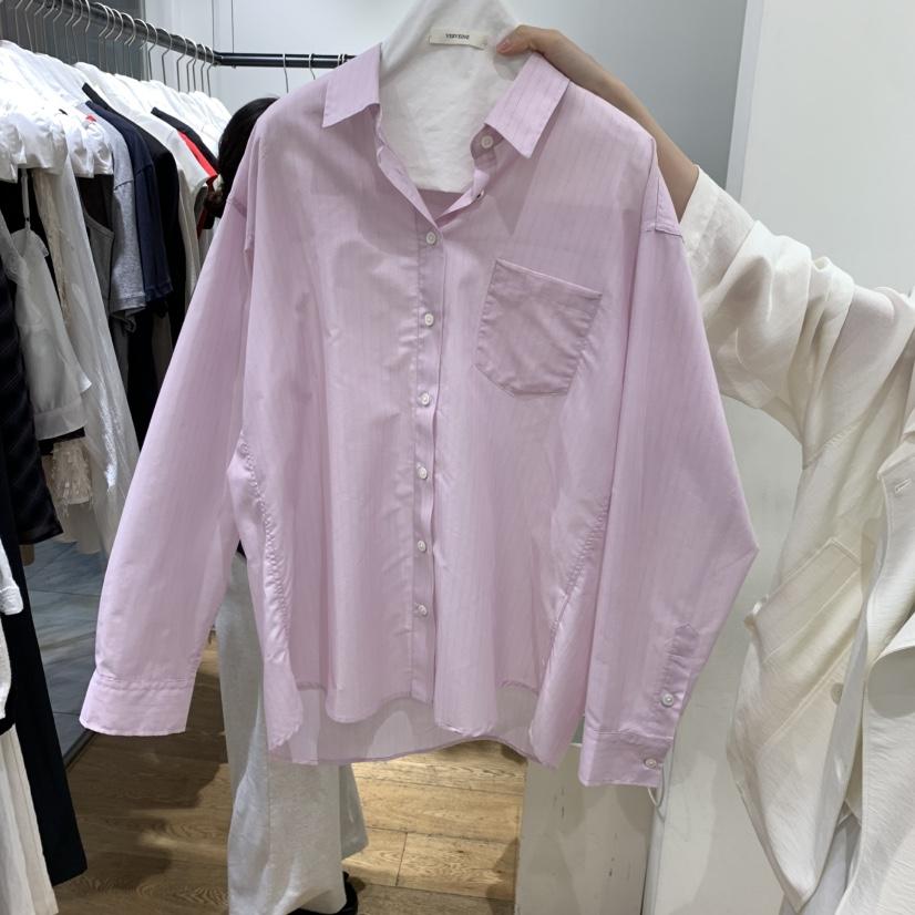 VERVEINE東大門直郵女士新品26春夏休閑職業襯衫蕾絲衫條紋VERVEINE襯衫/蕾絲衫