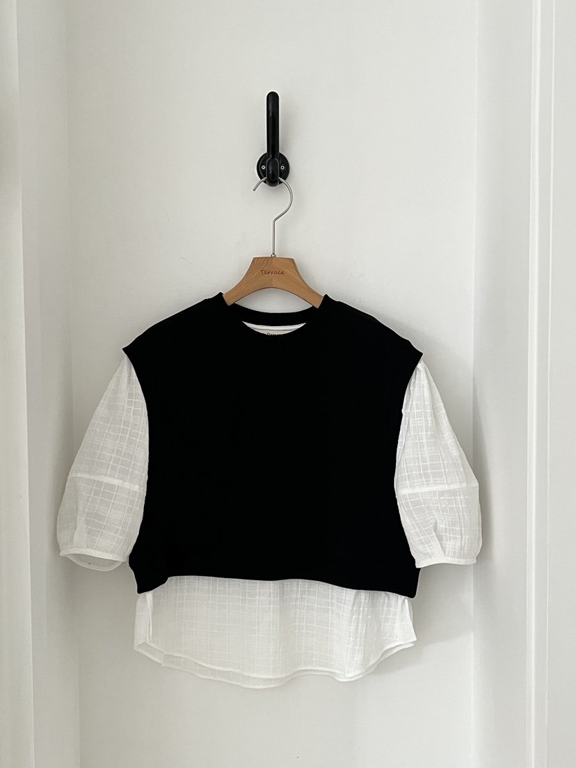 TERRACE韓國東大門直郵女士新款人氣襯衫蕾絲衫假兩件條紋TERRACE襯衫/蕾絲衫