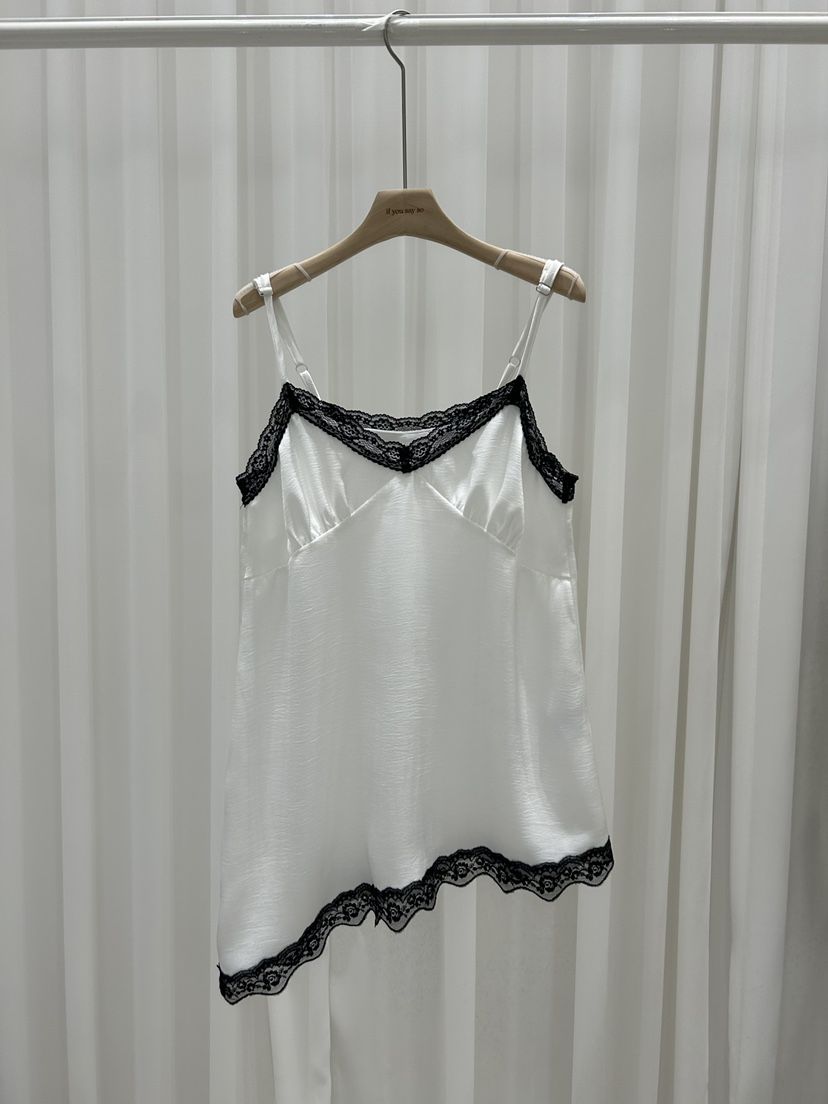 IF YOU SAY SO/PLUM-Q韓國代購女士新款時尚吊帶背心不對稱蕾絲IF YOU SAY SO/PLUM-Q吊帶/背心