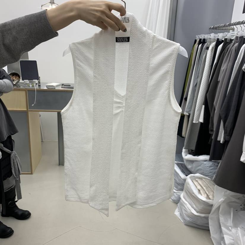 STAINLESS韓國東大門代購女士新款熱賣26春夏馬甲含脖帶圍巾STAINLESS馬甲