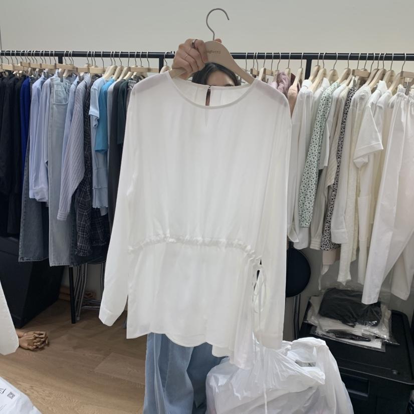 SPAGHETTI韓國東大門代購女士新品26春夏時尚襯衫蕾絲衫亞麻spaghetti襯衫/蕾絲衫