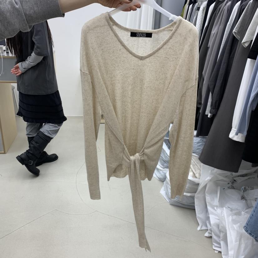 STAINLESS韓國直郵實拍女裝新款休閑時尚推薦職業針織衫V領STAINLESS針織衫