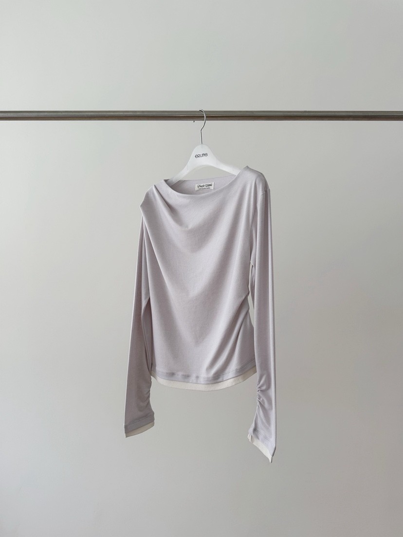 ERUME韓國東大門代購女士新款熱賣26春夏職業長袖T恤褶裥ERUME長袖T恤