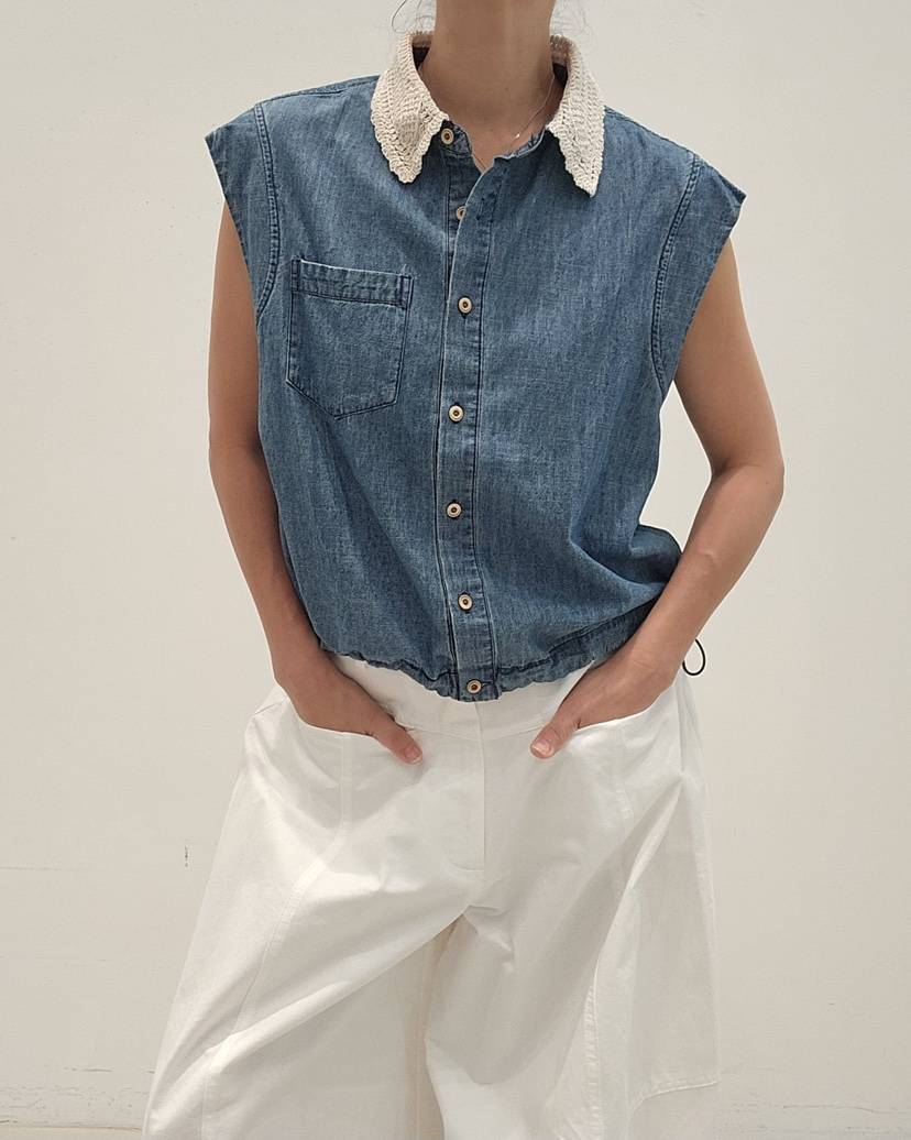 NEOUL韓國代購女裝新款熱賣休閑26春夏人氣時尚襯衫蕾絲衫NEOUL/ahin雙領標簽襯衫/蕾絲衫