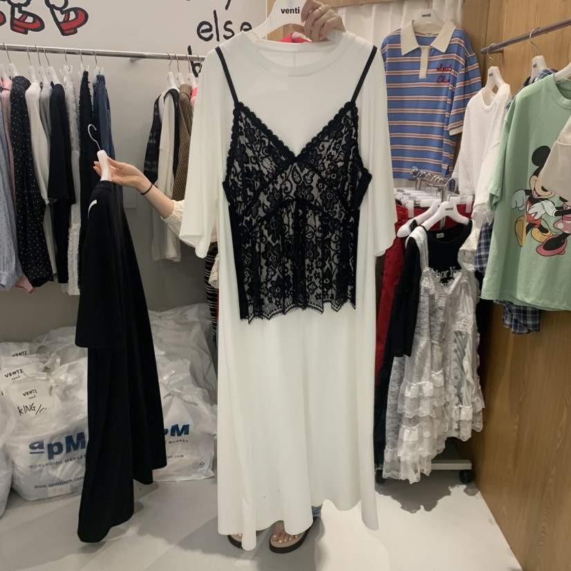 VENTI韓國東大門代購女士新款休閑推薦時尚職業連衣裙假兩件VENTI連衣裙