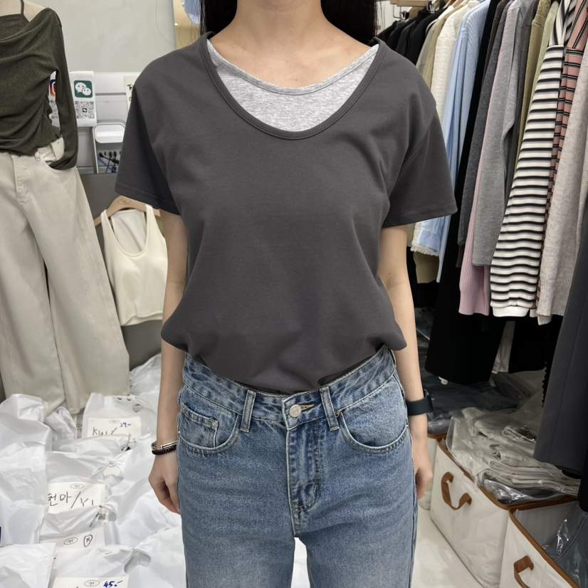 TAKE YOUE TIME韓國直郵實拍女士新品26春夏T恤假兩件雙層TAKE YOUE TIMET恤