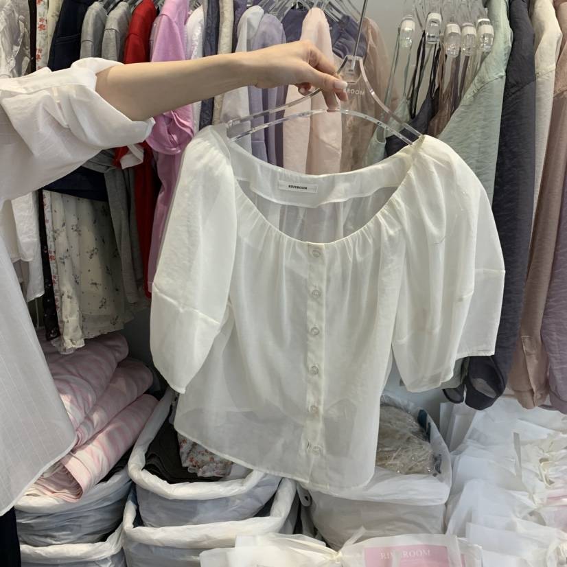 RIVEROOM韓國代購女士新品26春夏休閑職業熱賣襯衫蕾絲衫RIVEROOM襯衫/蕾絲衫