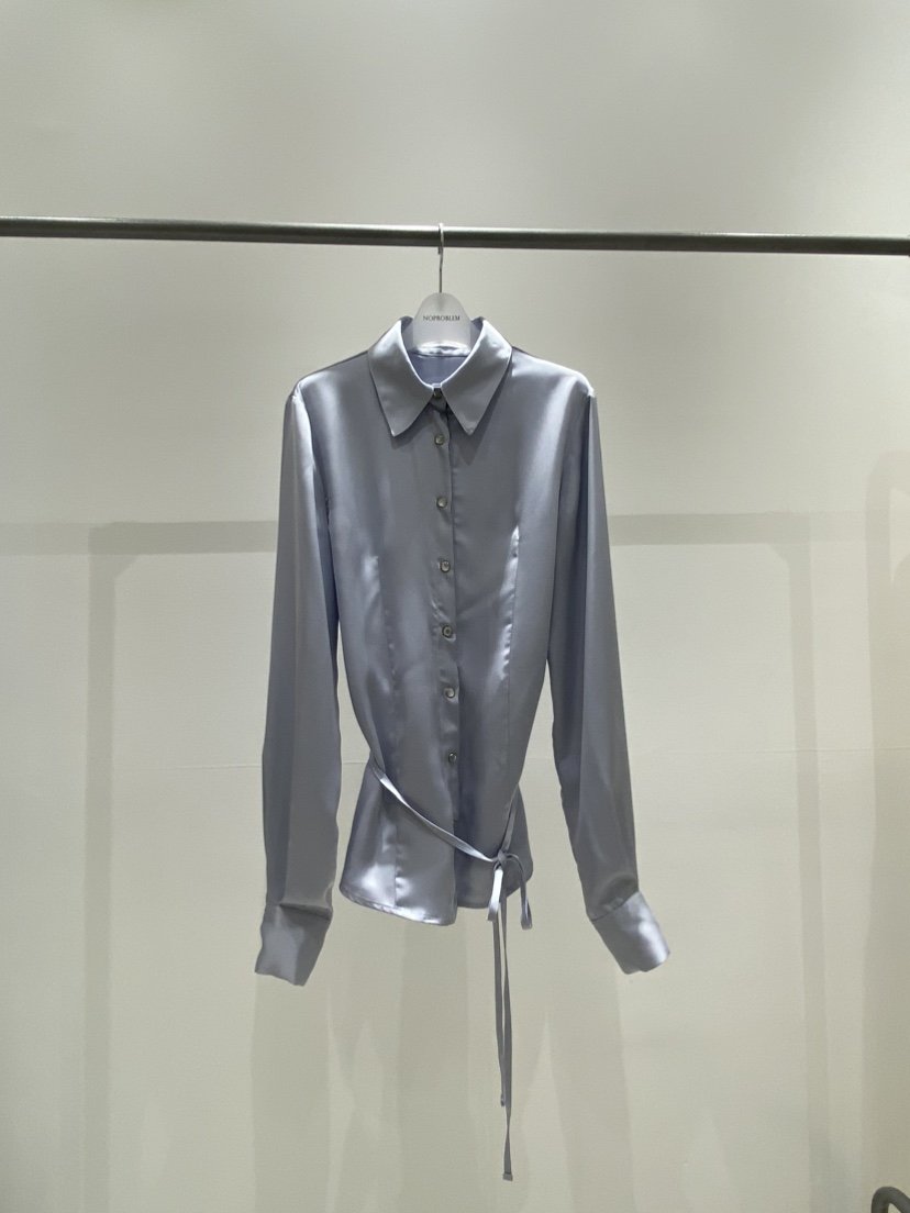 NOPROBLEM韓國代購女裝新品休閑時尚推薦襯衫蕾絲衫含腰繩NOPROBLEM襯衫/蕾絲衫