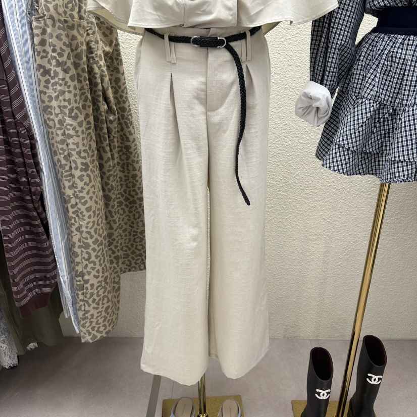 DRAWING韓國東大門直郵女裝新品26春夏休閑休閑褲含腰帶亞麻DRAWING休閑褲