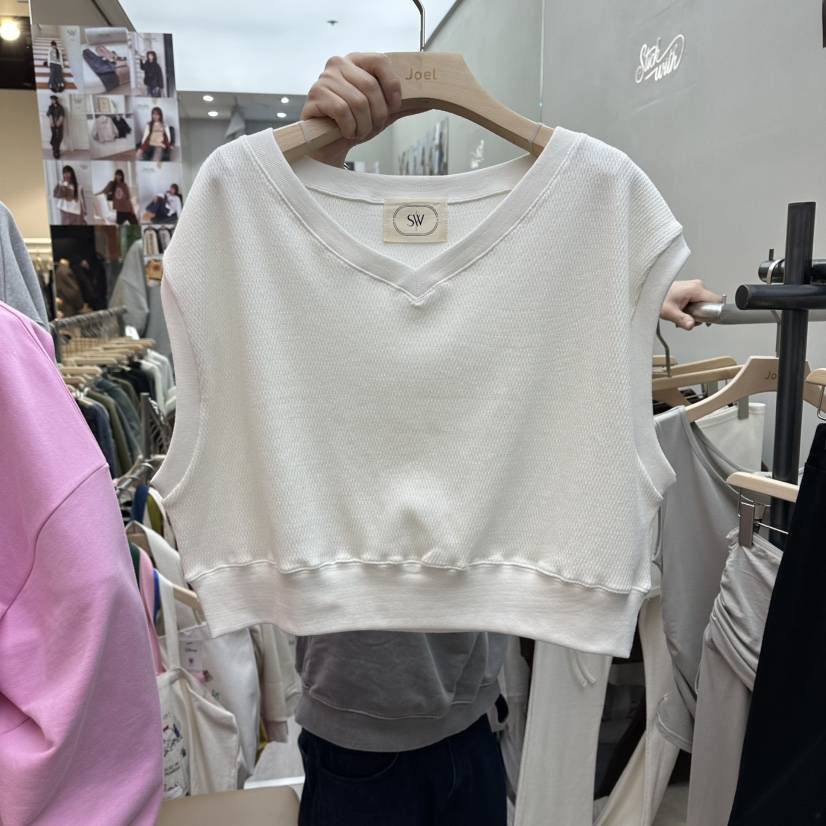 STICK WITH韓國東大門代購女裝新品時尚推薦吊帶背心華夫格STICK WITH吊帶/背心