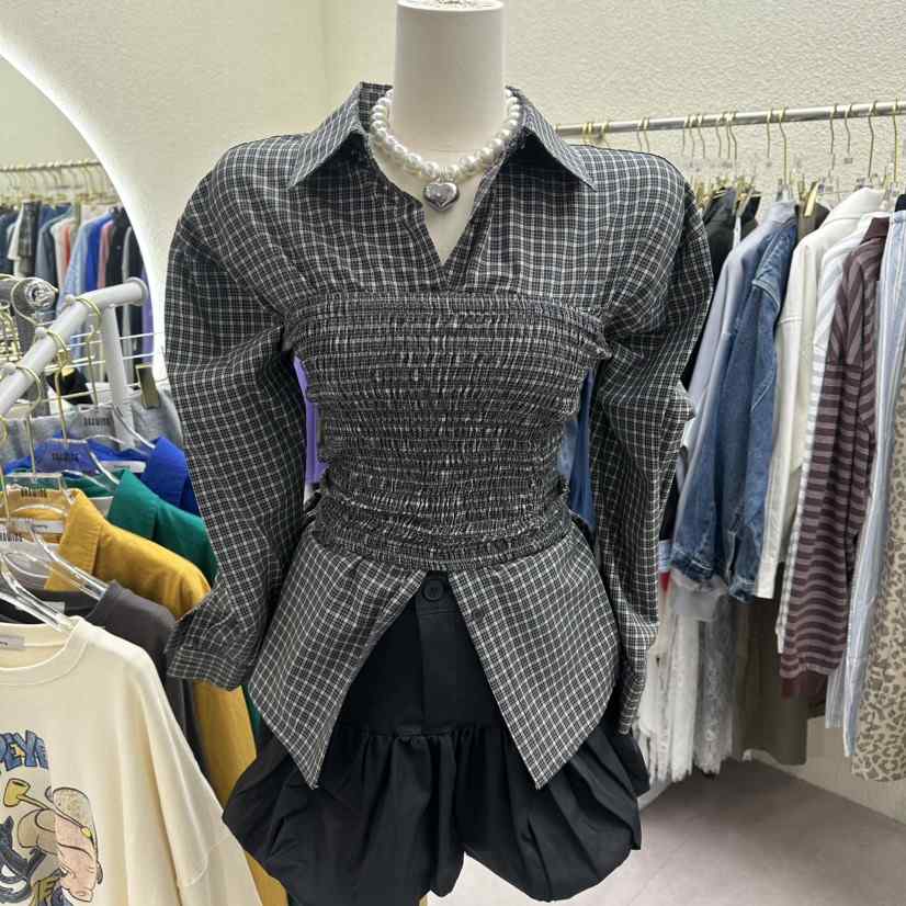 DRAWING韓國東大門直郵女裝新款26春夏熱賣套裝兩件套格子DRAWING套裝