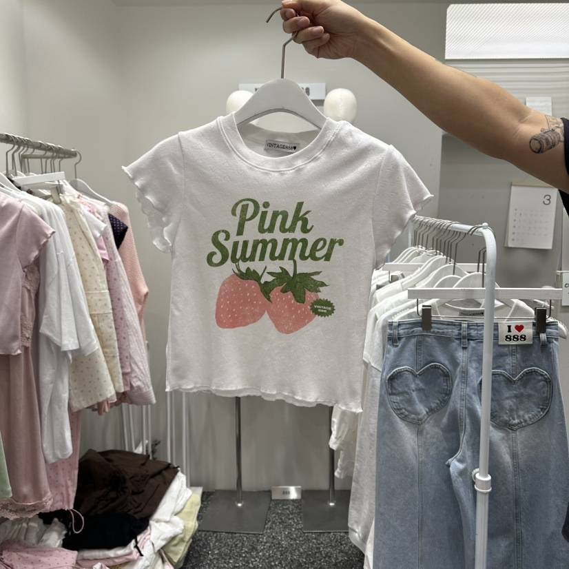 VINTAGE 888韓國東大門直郵女士新款人氣時尚職業26春夏T恤VINTAGE888/TRIPLE EIGHTT恤