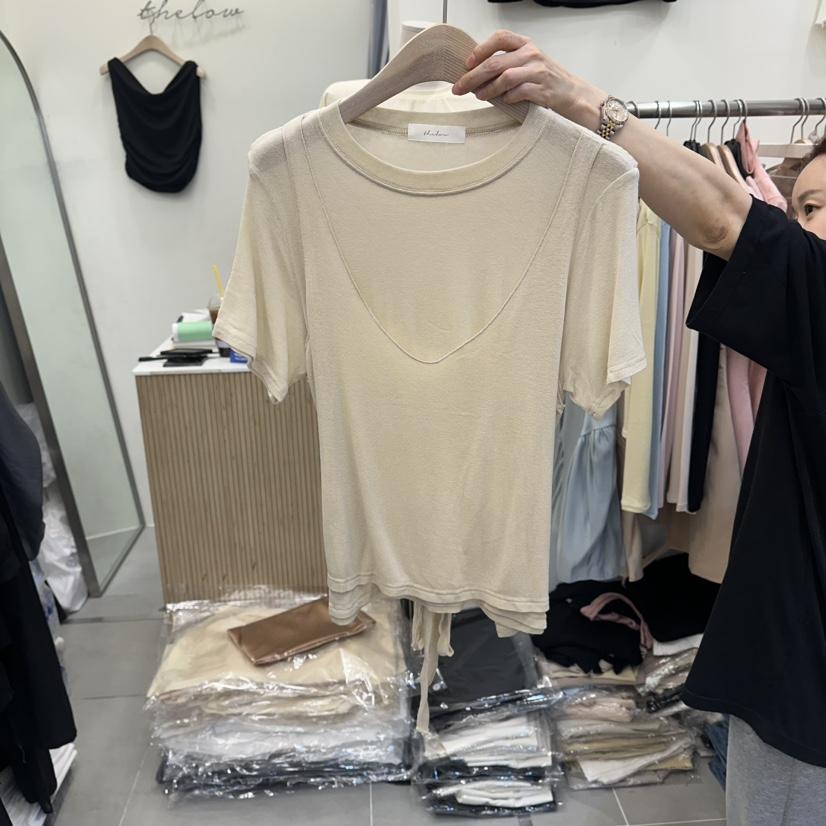 THE LOW韓國東大門代購女裝新款休閑推薦時尚26春夏T恤假兩件THE LOWT恤