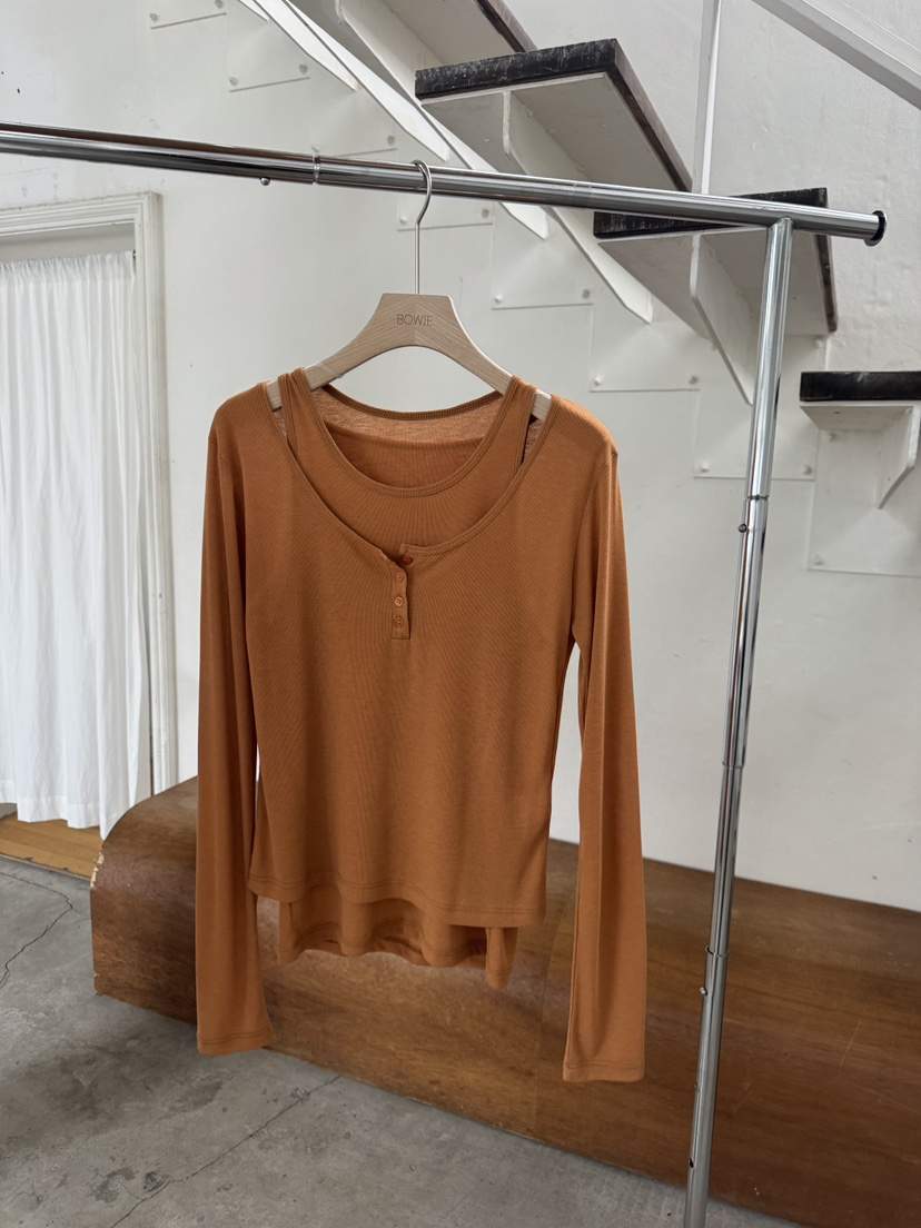 BOWIE韓國直郵女士新品時尚人氣休閑推薦長袖T恤不含內搭BOWIE長袖T恤