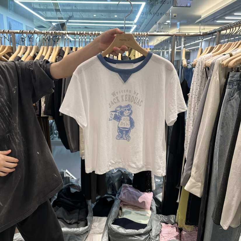 HONG.U韓國直郵女士新款26春夏人氣時尚推薦熱賣休閑T恤HONG.UT恤