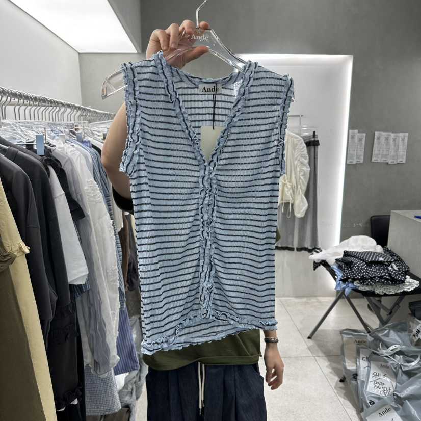 ANDE韓國直郵實拍女士新品熱賣吊帶背心不含內搭天絲混紡Ande吊帶/背心