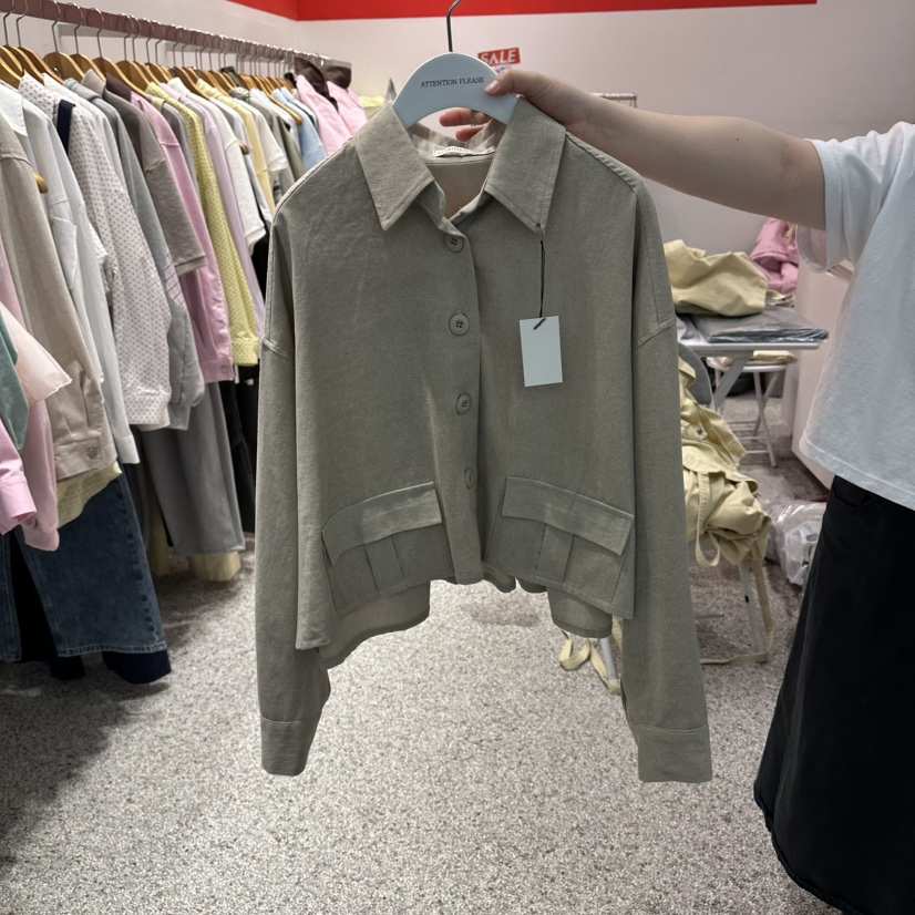 ATPZ韓國直郵女裝新款休閑熱賣時尚襯衫蕾絲衫不含內搭口袋ATTENTION PLEAES襯衫/蕾絲衫