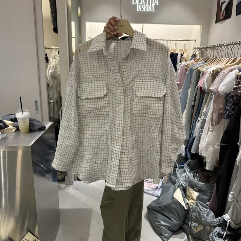 BERTHA東大門代購女裝新品26春夏職業真品襯衫蕾絲衫格子BERTHA襯衫/蕾絲衫