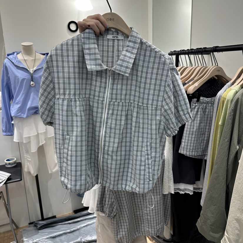 ORE-P東大門代購女裝新品人氣職業熱賣推薦夾克格子褶皺ORE夾克