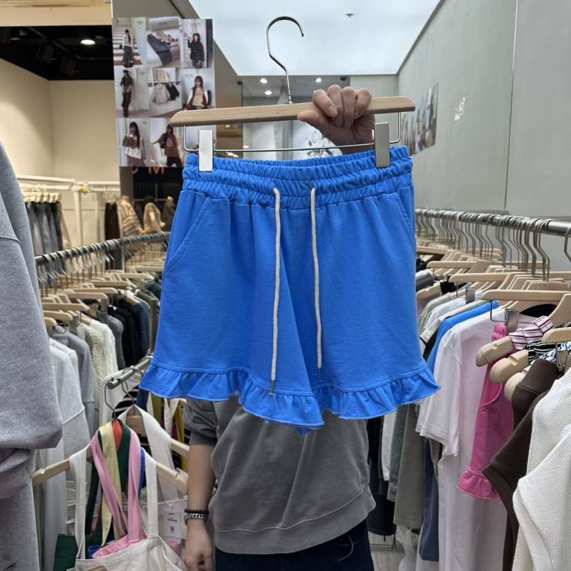 STICK WITH東大門實拍女士新款時尚熱賣人氣休閑短褲豬皮STICK WITH短褲