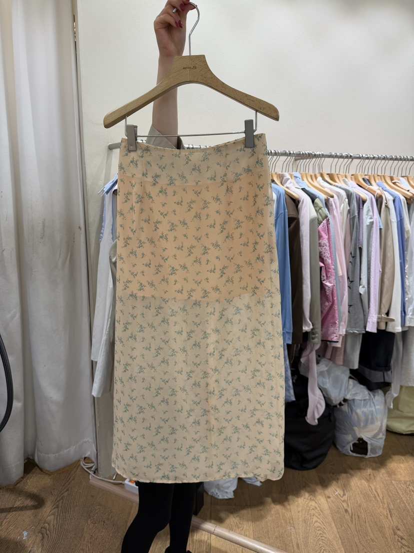 AUVERFIT韓國東大門代購女士新品人氣休閑職業長裙花朵雪紡AUVERFIT長裙