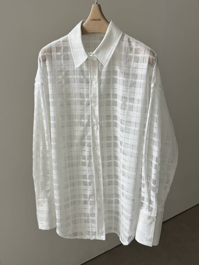 LOWBURN韓國直郵女士新款休閑推薦熱賣襯衫蕾絲衫格子透明LOWBURN襯衫/蕾絲衫