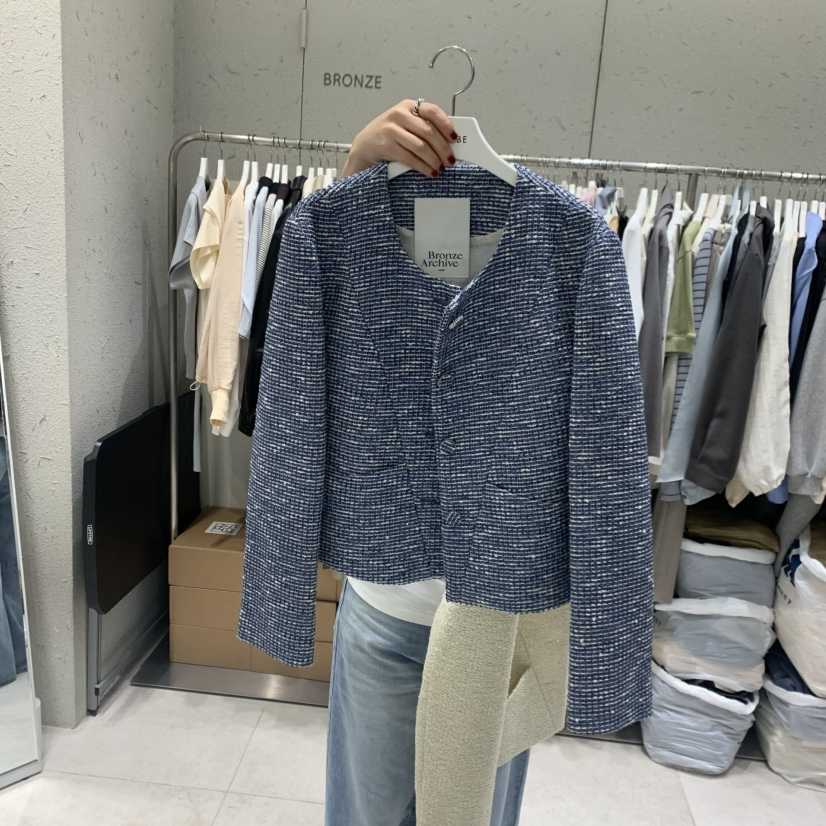 BRONZE韓國東大門代購女士新款熱賣26春夏休閑夾克粗花呢BRONZE夾克