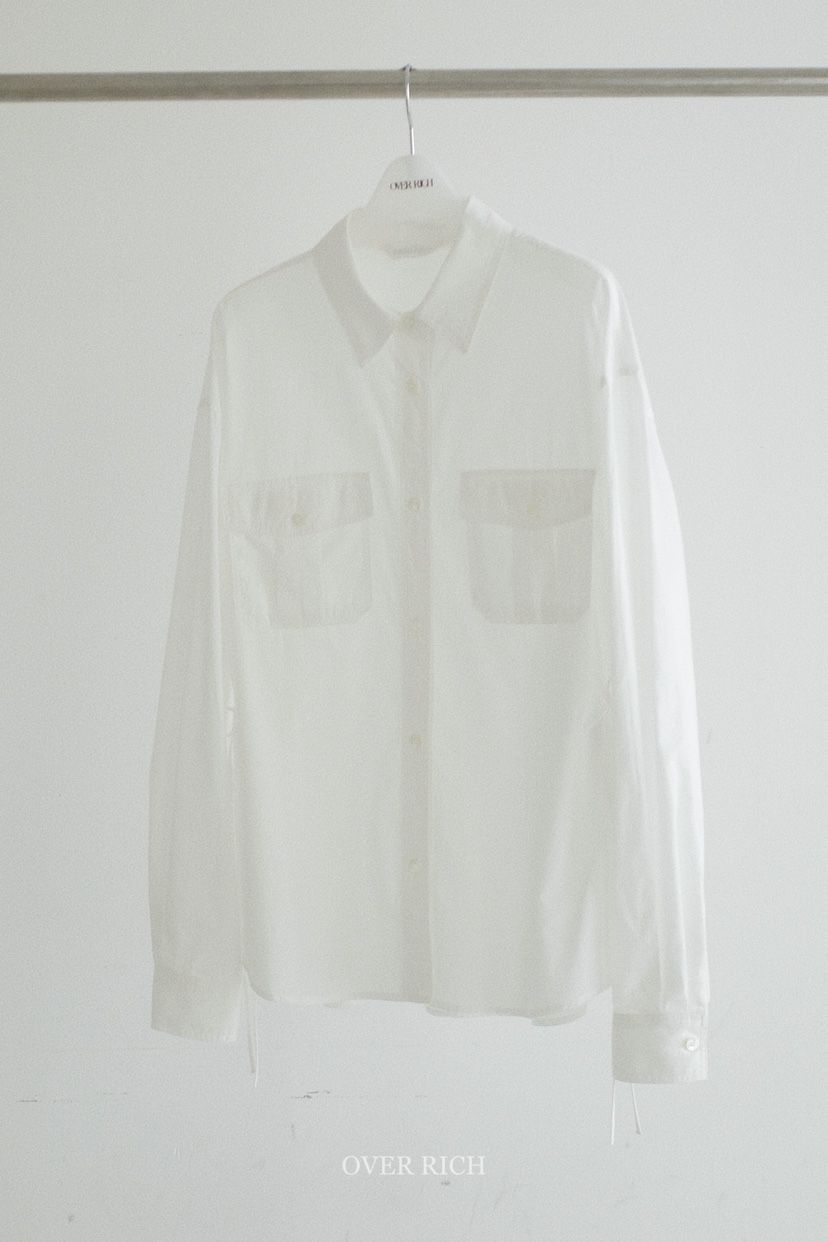 OVER RICH韓國東大門直郵女士新品26春夏襯衫蕾絲衫口袋OVER RICH襯衫/蕾絲衫