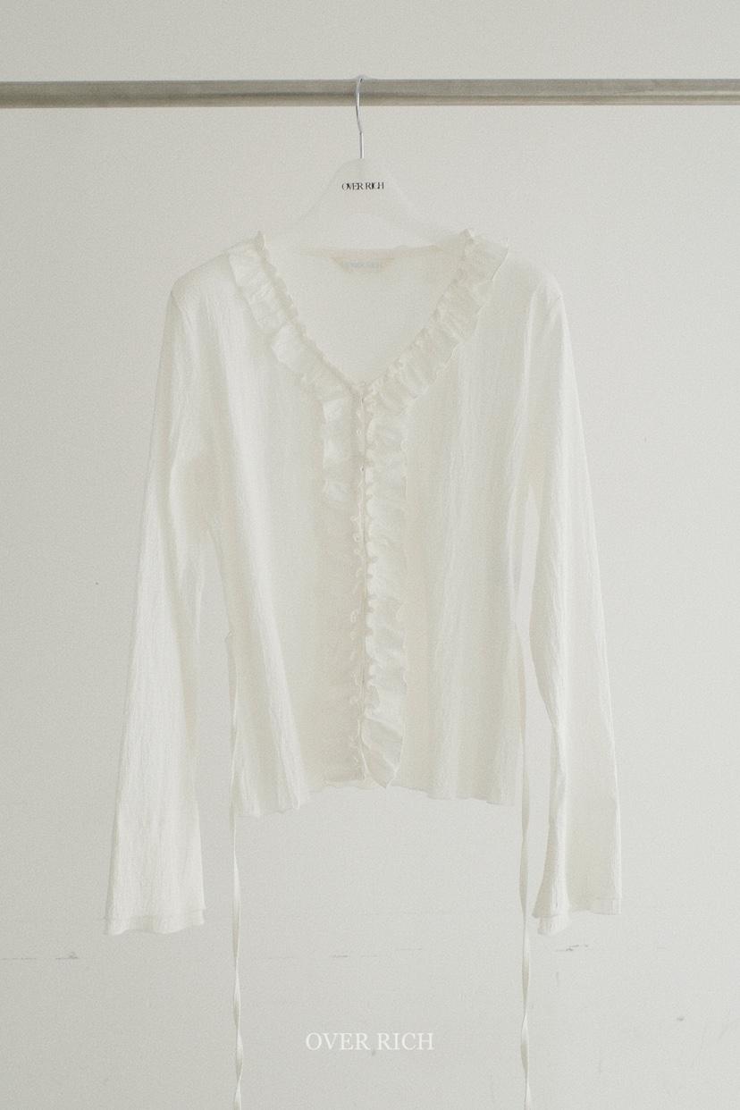 OVER RICH韓國東大門代購女裝新款時尚襯衫蕾絲衫含腰繩OVER RICH襯衫/蕾絲衫