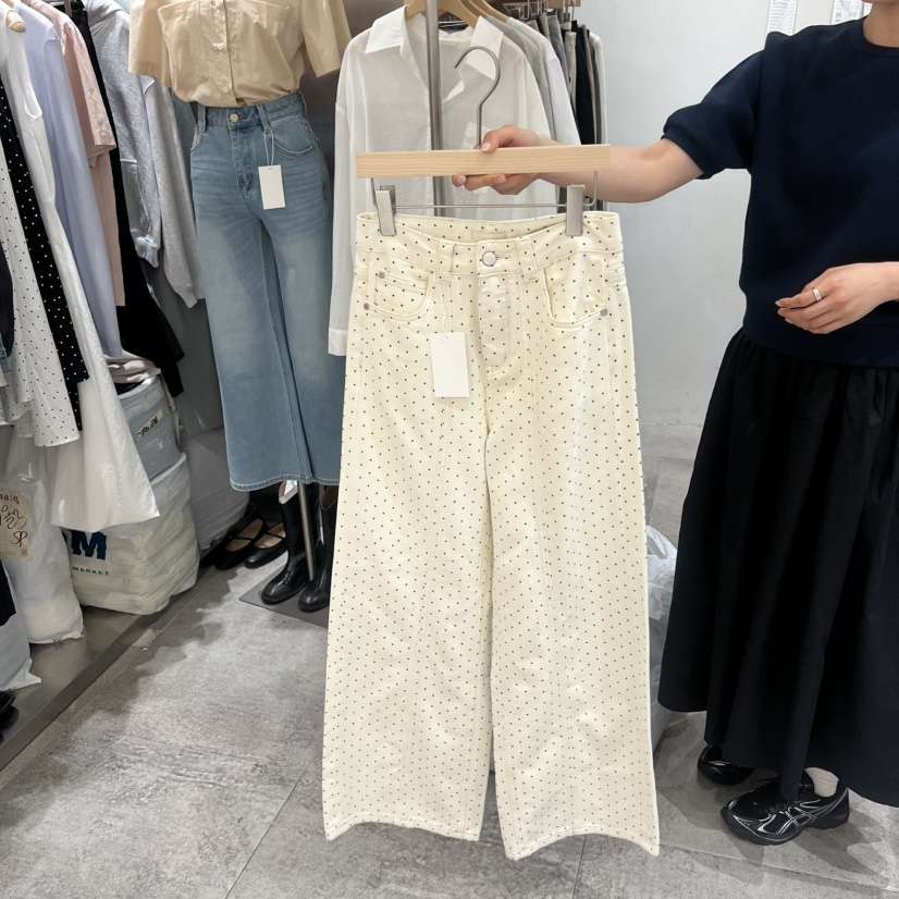 CHAE韓國代購女裝新品時尚推薦熱賣休閑牛仔褲圓點牛仔布CHAE牛仔褲