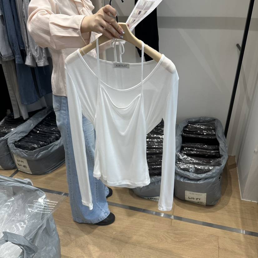 aube nunt韓國直郵女裝新款26春夏職業長袖T恤假兩件套裝aube nunt長袖T恤