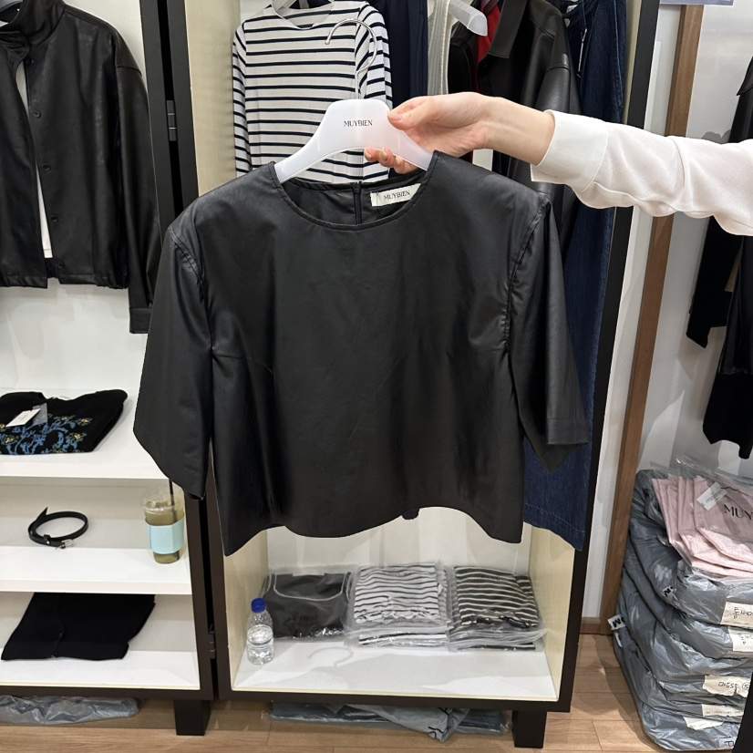 MUYBIEN韓國直郵女士新品人氣熱賣職業26春夏襯衫蕾絲衫皮革MUYBIEN襯衫/蕾絲衫