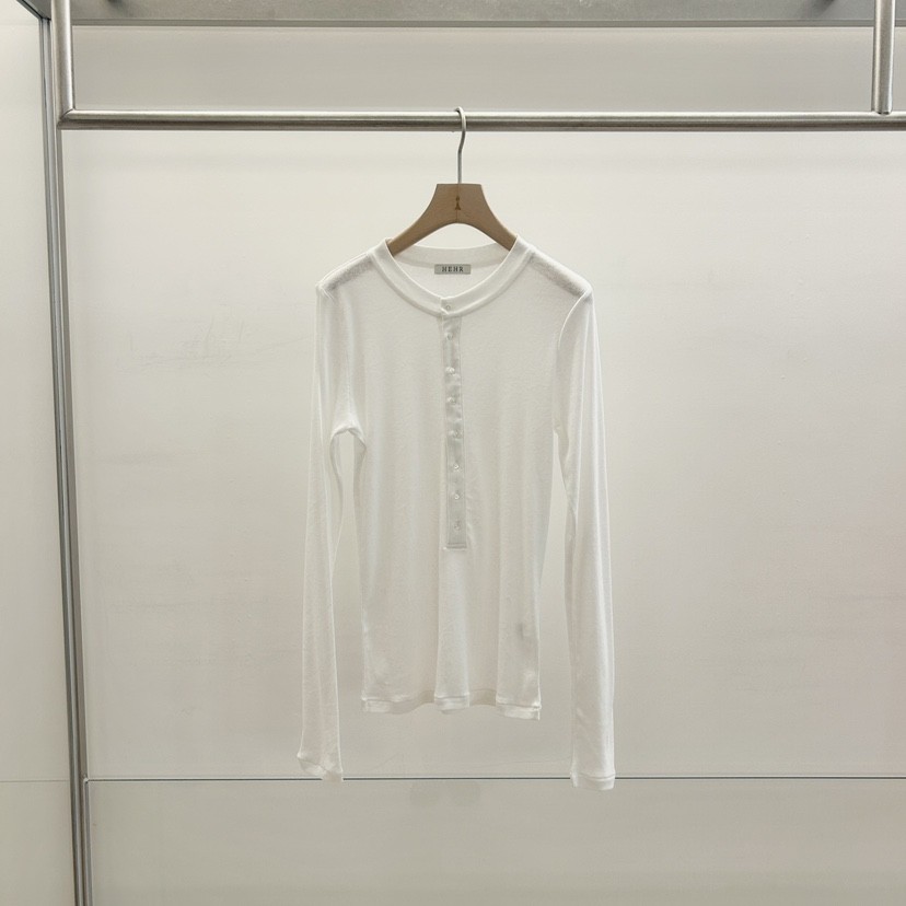 HEHR韓國代購女士新款職業熱賣時尚休閑26春夏長袖T恤透明紐扣hehr-AUTOMNE長袖T恤