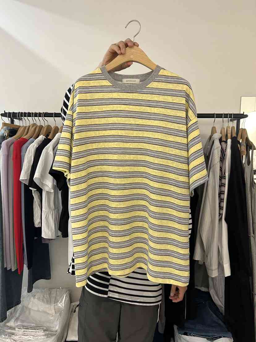 AS THOUGHT韓國代購女士新品休閑時尚熱賣職業26春夏T恤條紋AS THOUGHTT恤