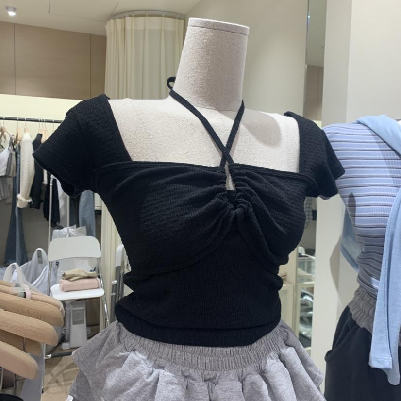 MEMOIRE韓國東大門代購女士新品26春夏人氣推薦職業T恤褶皺MEMOIRET恤