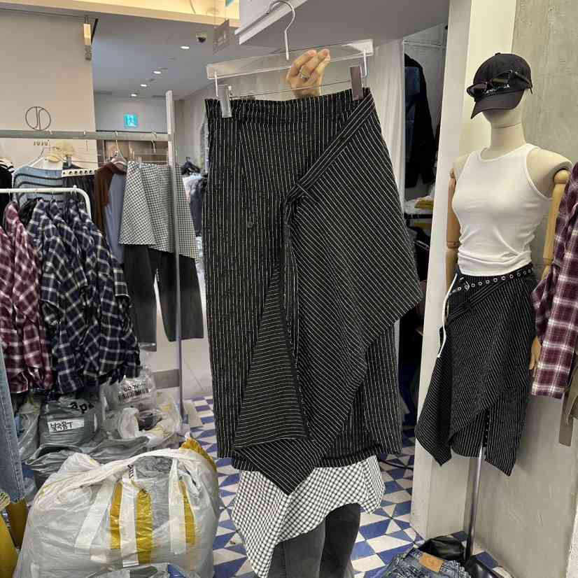 AMOUR韓國代購女裝新品時尚26春夏職業人氣熱賣長裙不對稱AMOUR長裙