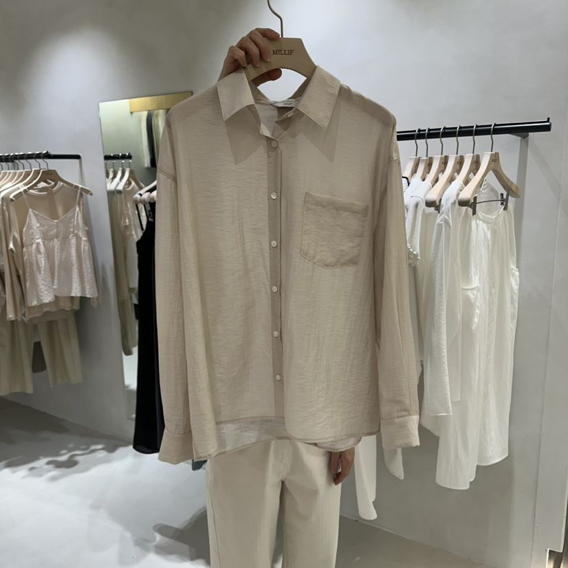 MILLIF韓國直郵實拍女士新款人氣推薦職業襯衫蕾絲衫開衩MILLIF襯衫/蕾絲衫